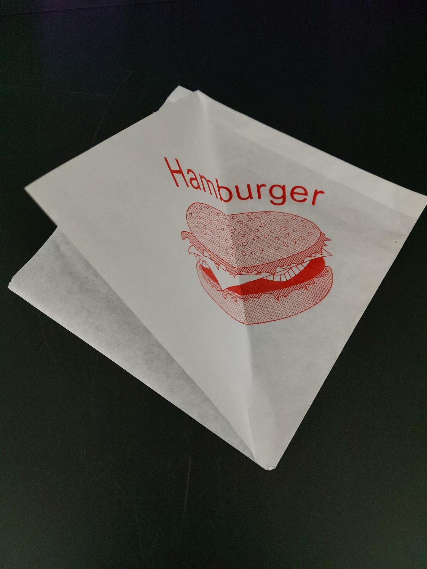 Sáček papírový na HAMBURGER bílý s nápisem 16x16 cm (500 ks) - Obrázek 2