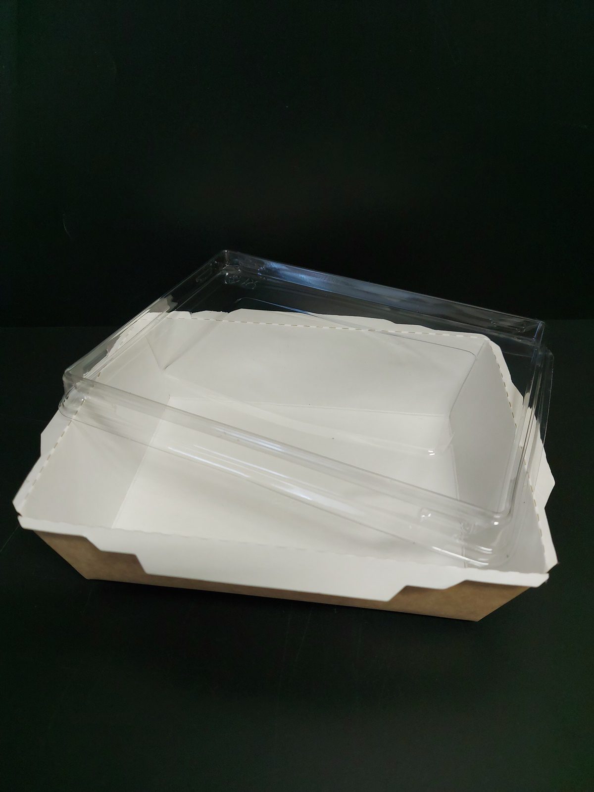 Box na salát Eko KRAFT 450 ml 145x100x55 mm, vč. transparentního víčka (50 ks) - Obrázek 2