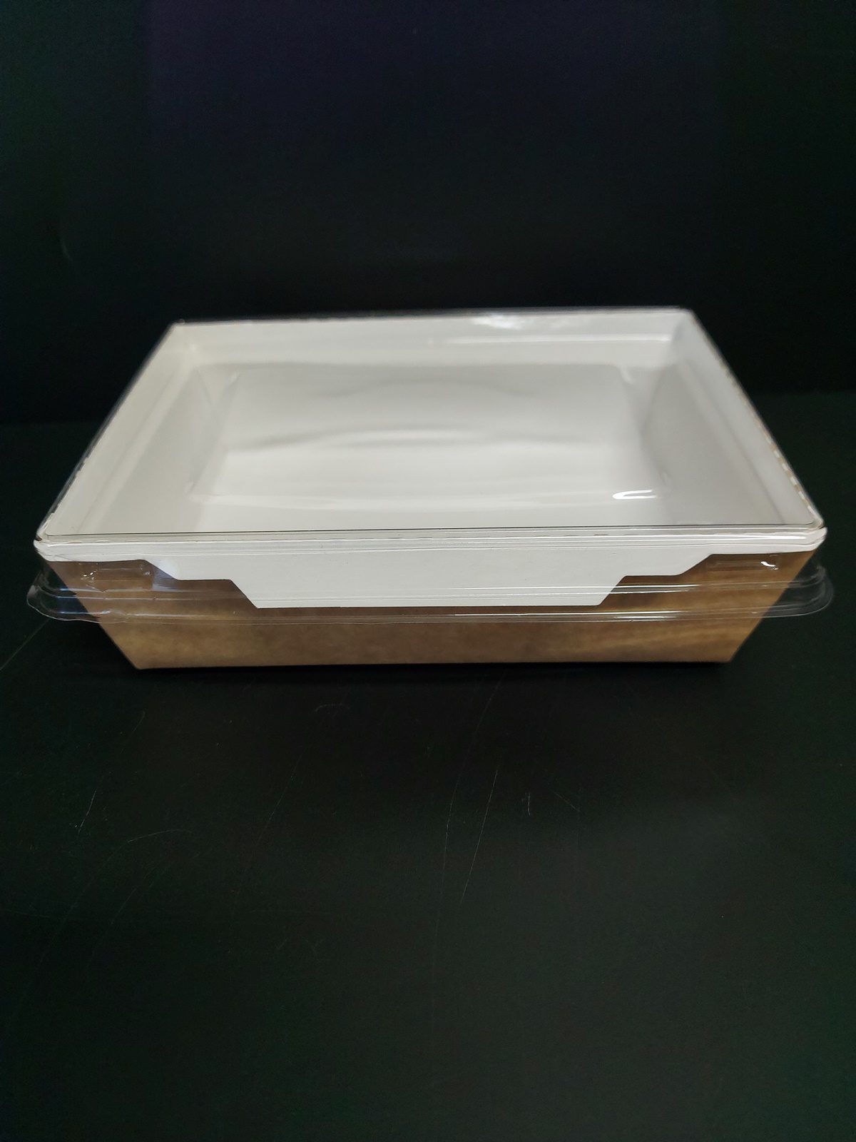 Box na salát Eko KRAFT 450 ml 145x100x55 mm, vč. transparentního víčka (50 ks) - Obrázek 3