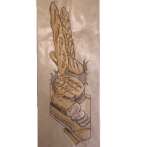 Sáček papírový na PEČIVO hnědý s potiskem 12+6x37 cm (1000 ks)