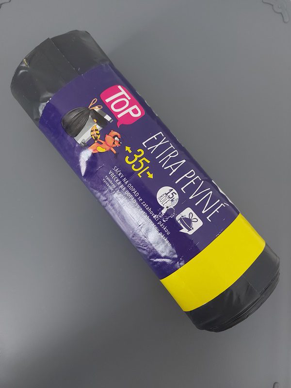 Sáček do koše LDPE černý EXTRA TOP 35 litrů se zatahovací páskou (15 ks)