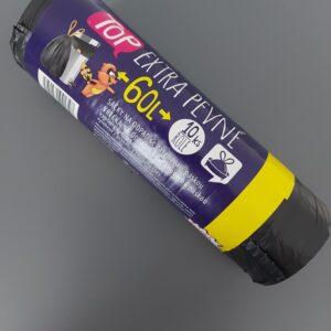 Sáček do koše LDPE černý EXTRA TOP 60 litrů se zatahovací páskou (10 ks)