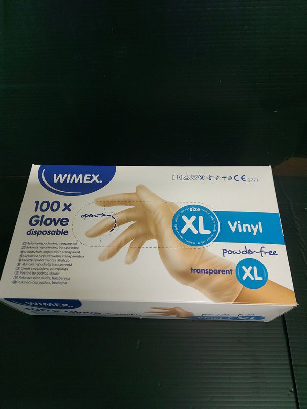 Rukavice jednorázové vinylové XL nepudrované transparentní (100 ks) - Obrázek 2