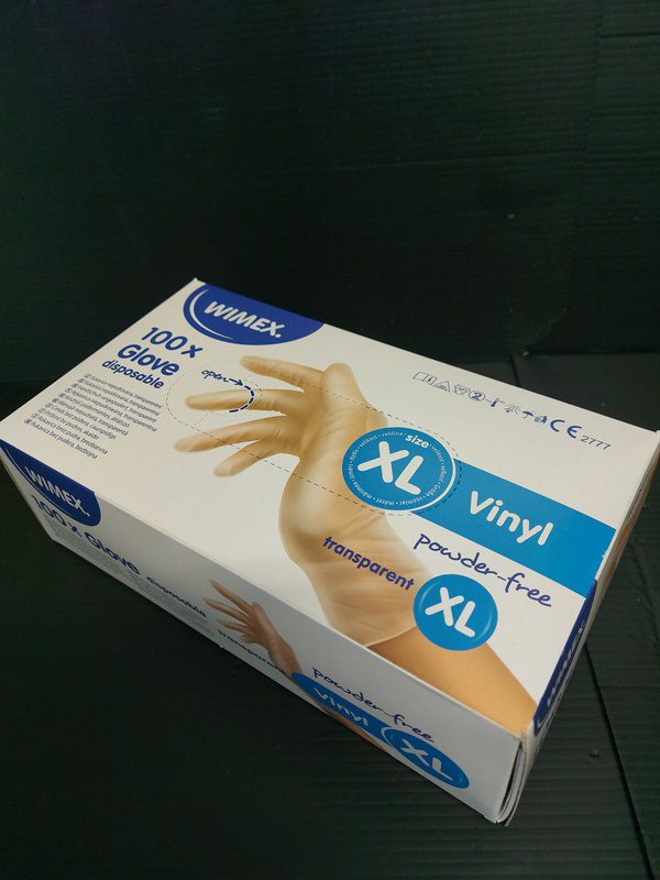 Rukavice jednorázové vinylové XL nepudrované transparentní (100 ks) - Obrázek 3