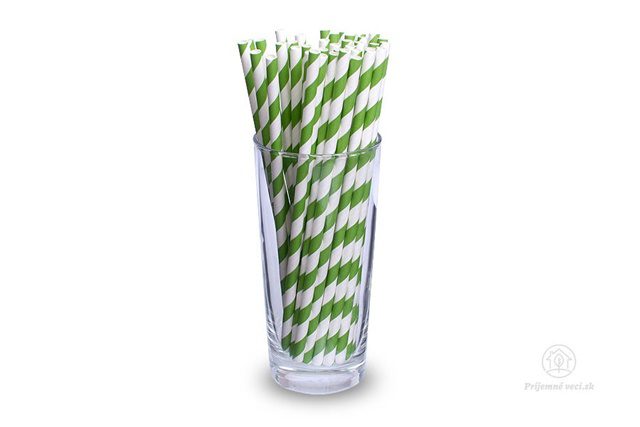 Papírová brčka JUMBO pruhovaná zeleno-bílá 8/250 mm (100 ks)